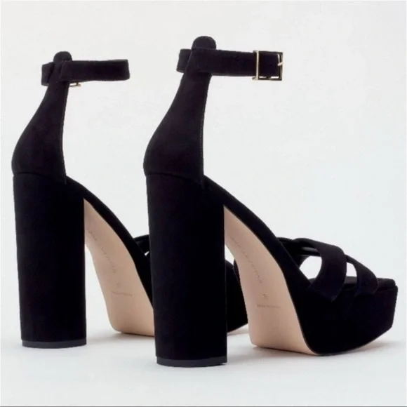 New  Good American Suede Platform Sandals Size 10 - Picture 5 of 17